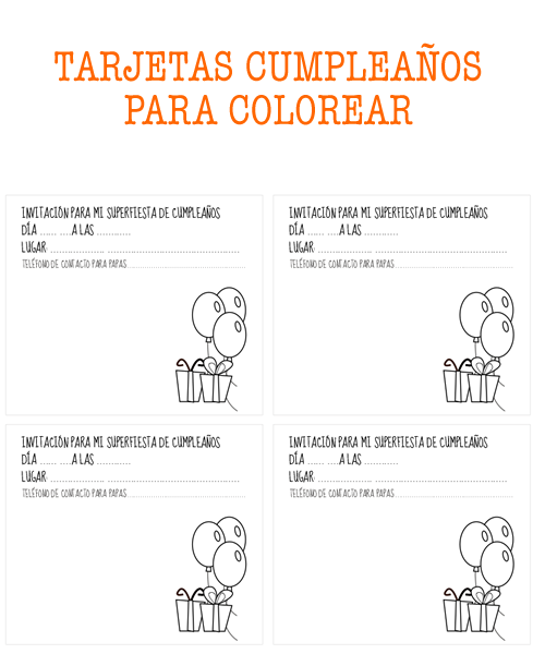 Dibujos para Colorear: Tarjetas de cumpleaños para colorear Dibujos para Colorear: Tarjetas de cumpleaños para colorear