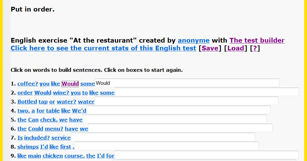 Restaurant Put the Sentences in Order English in Vancouver