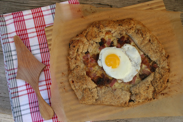 Ham, Gruyere & Caramelized Onion Galette with Fried Egg 