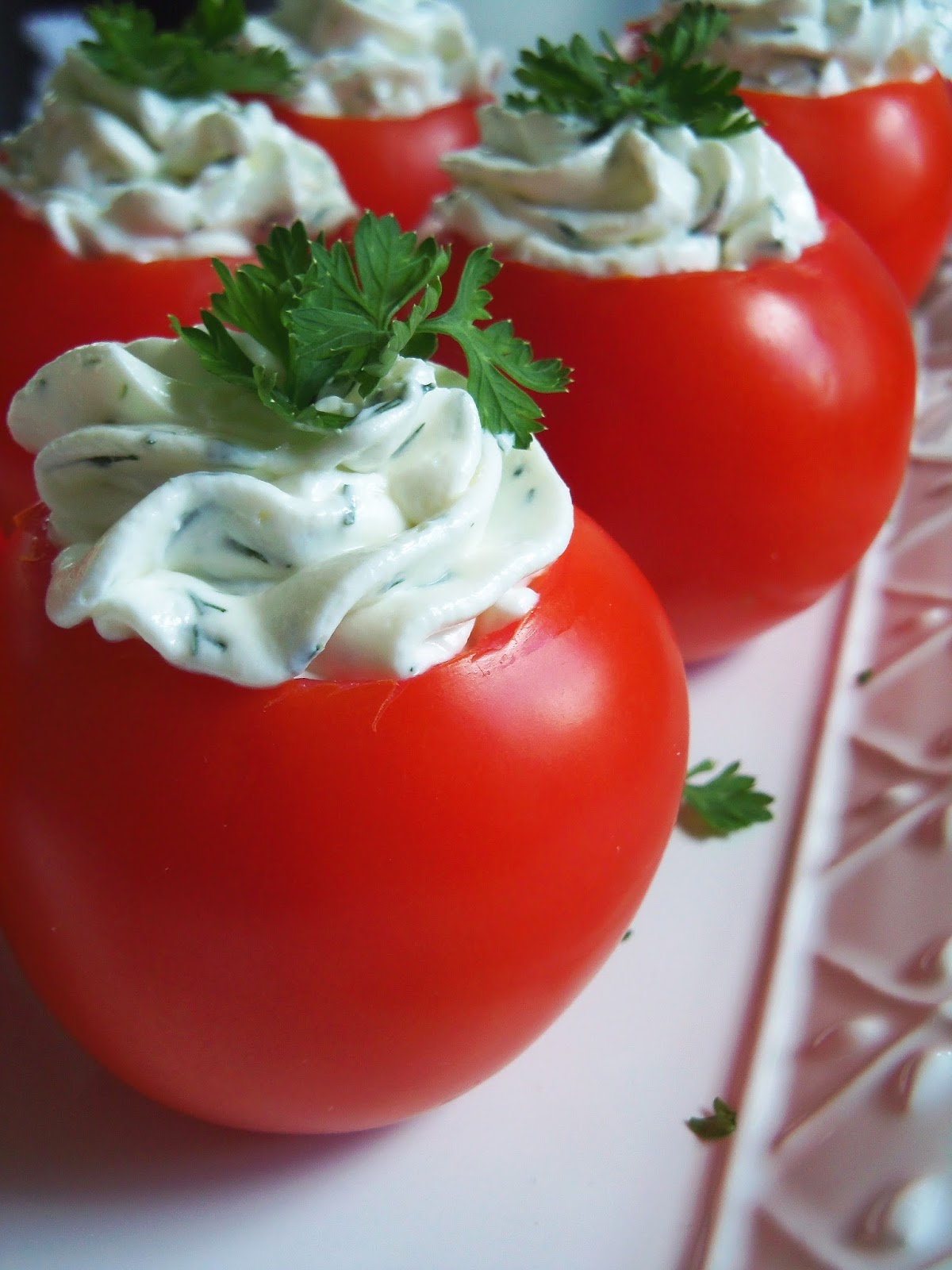 Simply Romanesco Goat Cheese Stuffed Tomatoes