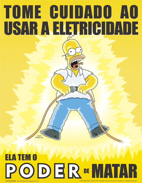 Simpsons Eletricidade Mata - cartaz de segurança traduzidos