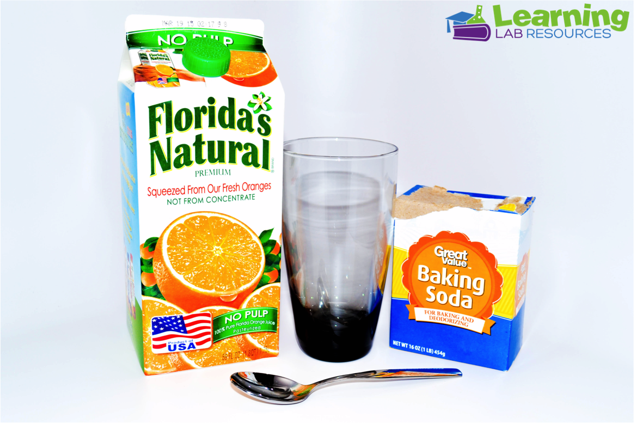 Teach about the states of matter (solids, liquids, gases) by making "orange soda" with orange juice and baking soda. 