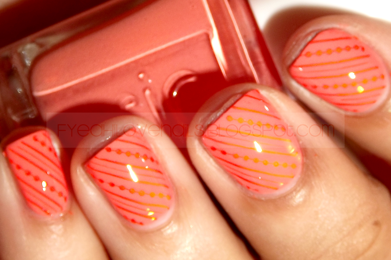 summer orange and pink nail design