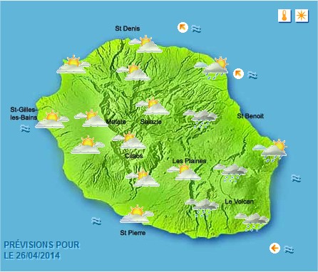 Prévisions météo Réunion pour le Samedi 26/04/14
