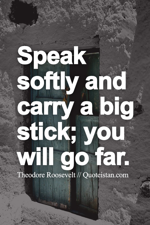 Speak softly and carry a big stick; you will go far.