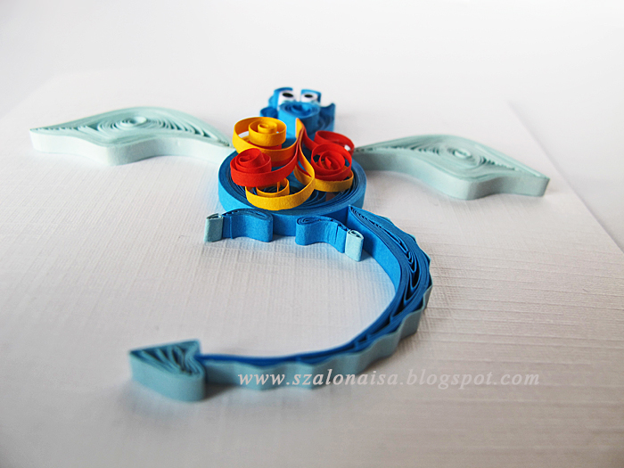 Quilled handmade cards Szalonaisa's Wonderland Quilled Dragon Card