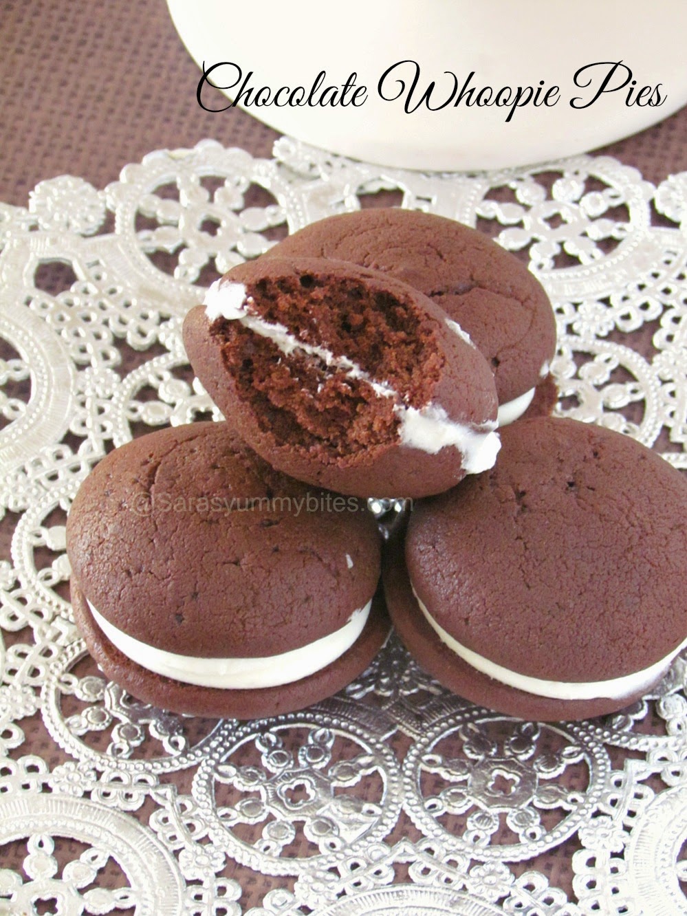 Chocolate Whoopie Pies with Cream Cheese Filling SarasYummyBites