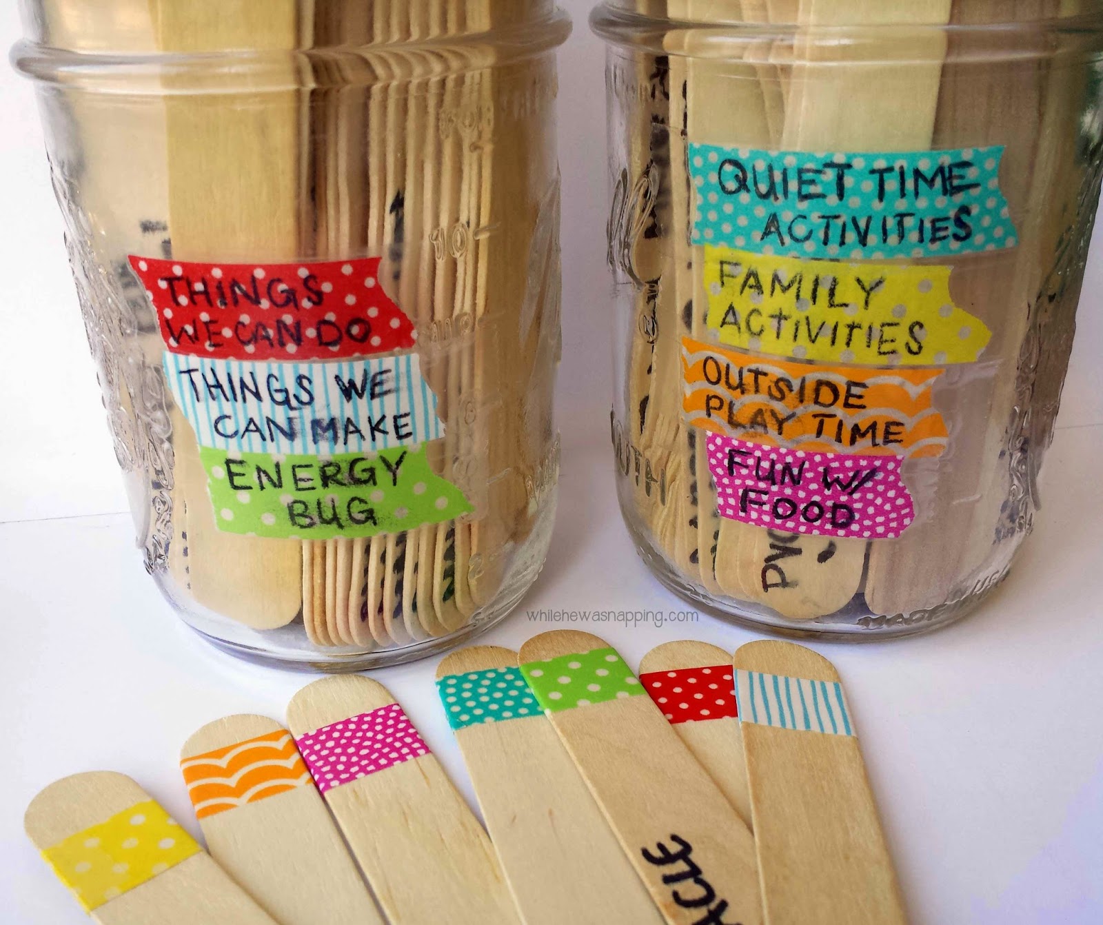 Washi Tape Summer Boredom Buster Jars While He Was Napping