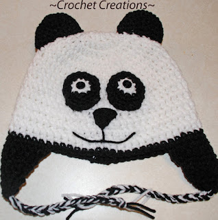 Crochet Panda Bear Child Ear flap Hat