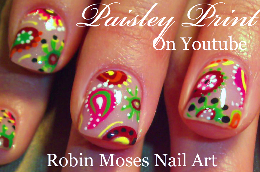 Robin Moses Nail Art Rainbow Paisley Nails! "rainbow nails" "paisley