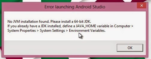 error launching android studio