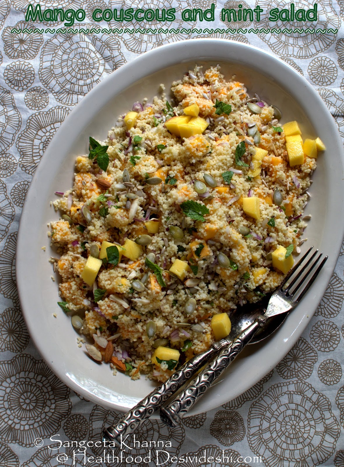 mango couscous salad with mint and my contribution to the cover story