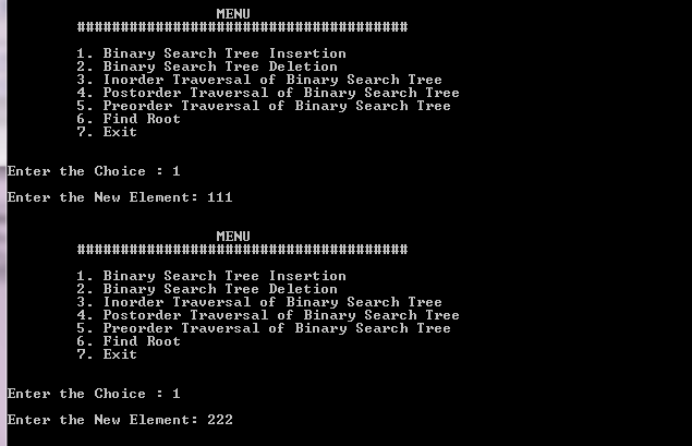 c program to insert a node in binary search tree