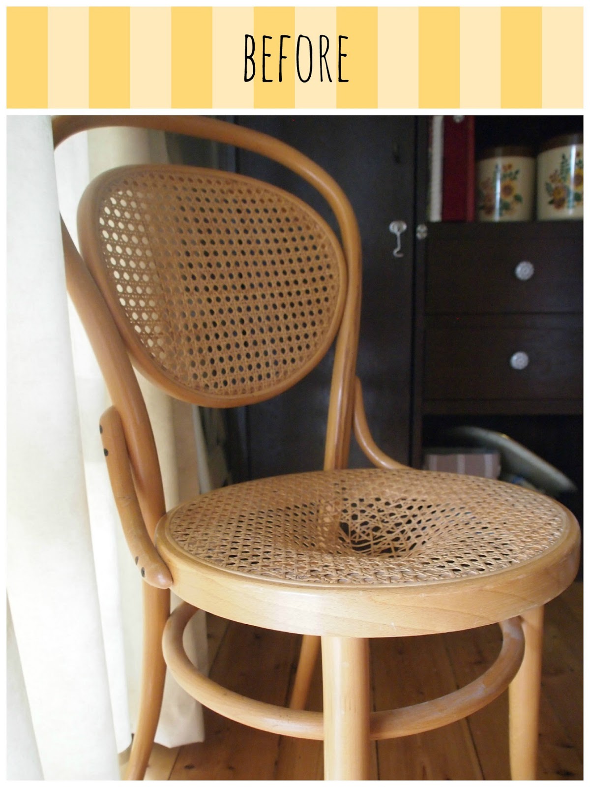 THE THRIFTY CHALLENGE Fixing up a rattan seat.