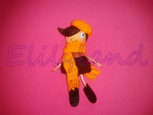 Mini-Elily Bufanda Muñeca Fieltro Punto Lana