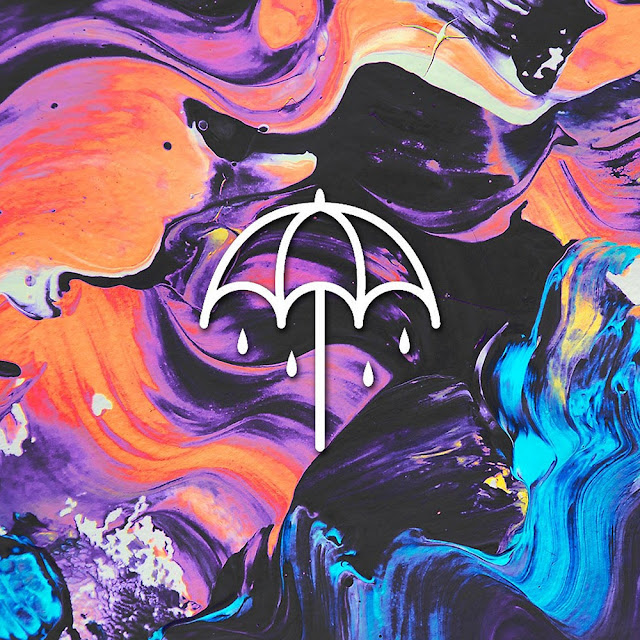 Bring Me The Horizon - That's The Spirit - inside cover of album artwork, with umbrella logo and rainbow swirls