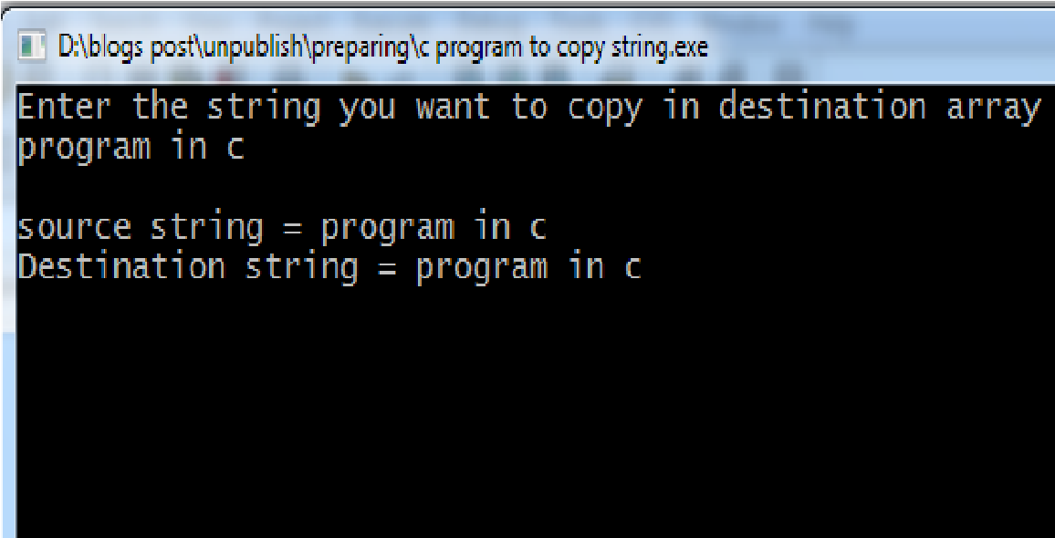 C Program Copy String Using Pointers
