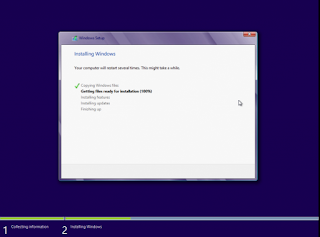 Tunggu proses Instalasi Windows 8 hingga 5 tahapan selesai sepenuhnya