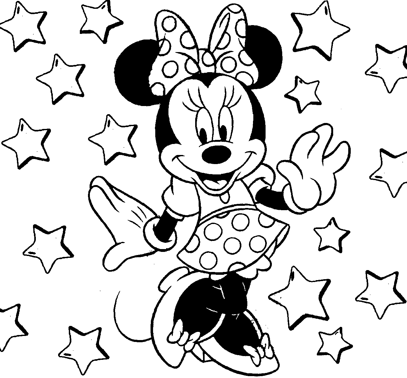 Beautiful Minnie Mouse Disney Cartoon For Kid Coloring Drawing Free wallpaper