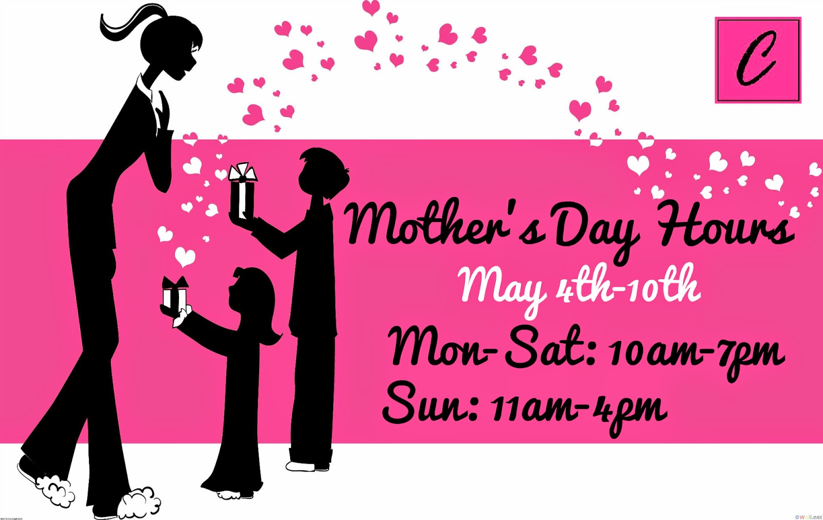 Christina's Unique Accessories and More New Mother's Day Store Hours