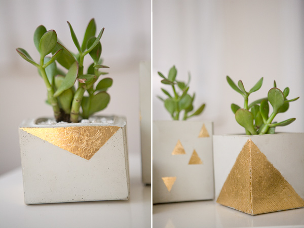 Design + Doughnuts: DIY Gold Leaf Cement Pots