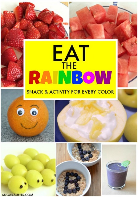 Kids can eat healthy foods through the rainbow with a snack and activity or craft for each color.