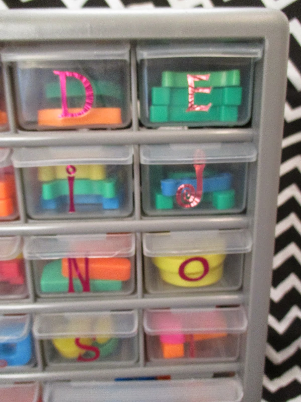 Pink Polka Dots and PreK Letter Storage