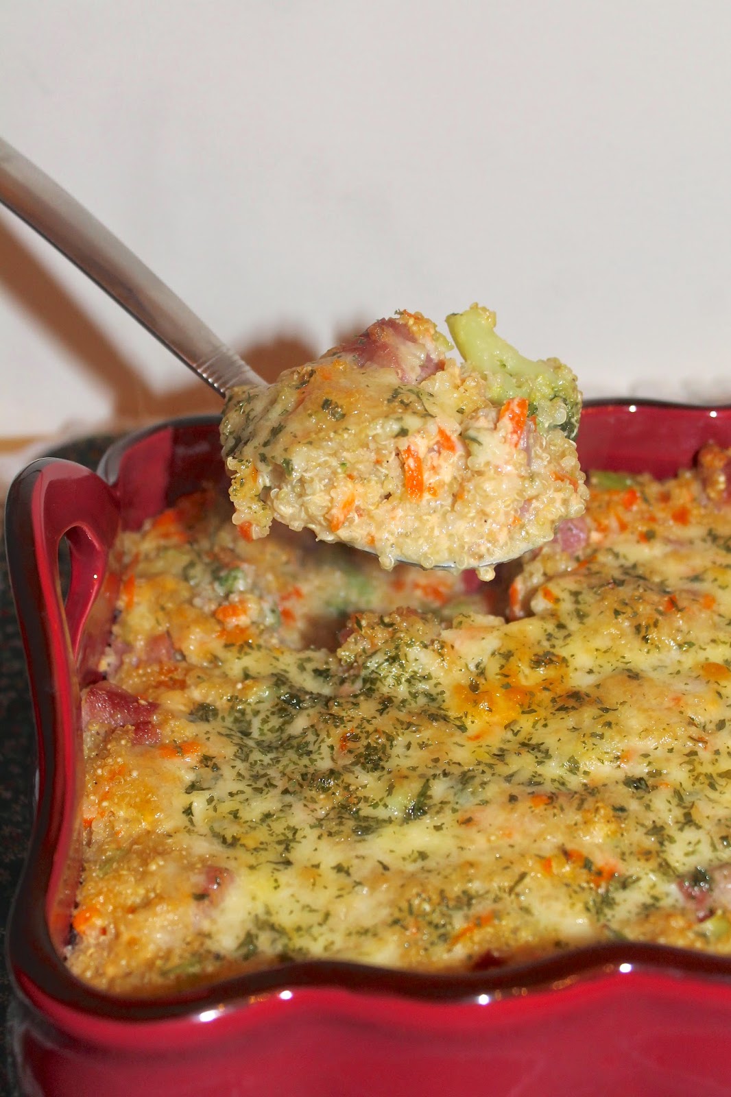 Savory Moments Cheddar ham and broccoli quinoa casserole