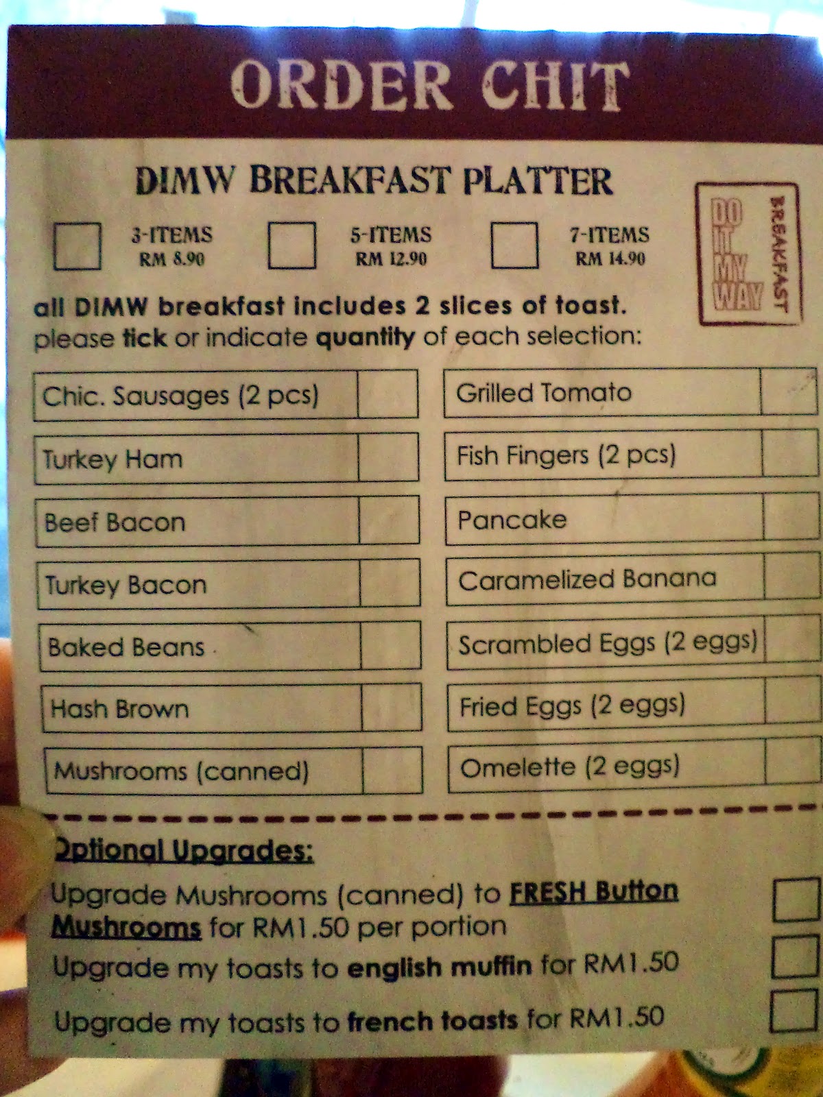 American Breakfast Menu