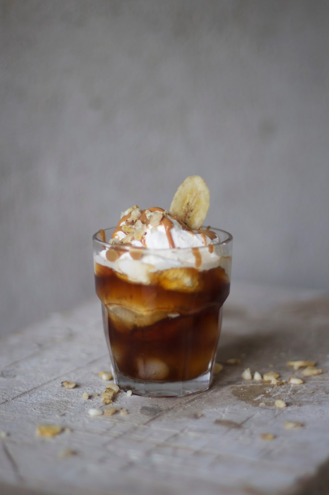 our food stories iced coffee with banana icecream & caramelsauce