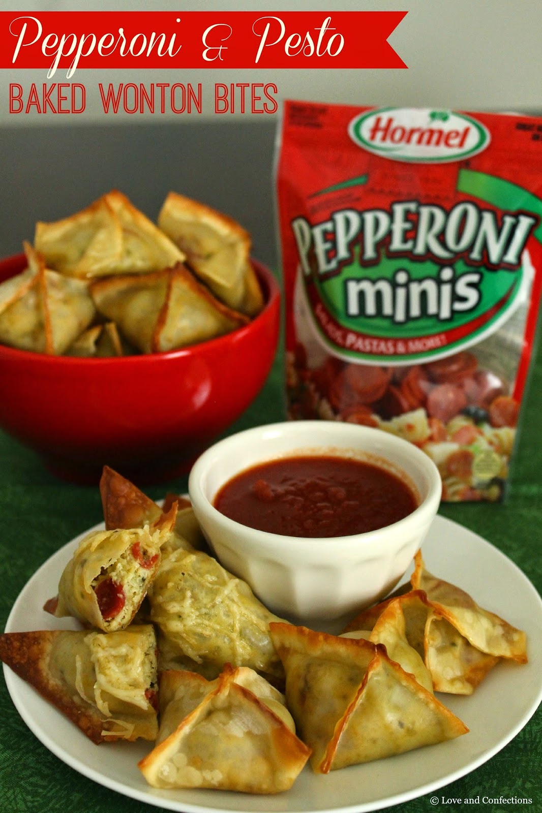 Love and Confections Hormel Pepperoni & Pesto Baked Wonton Bites PepItUp