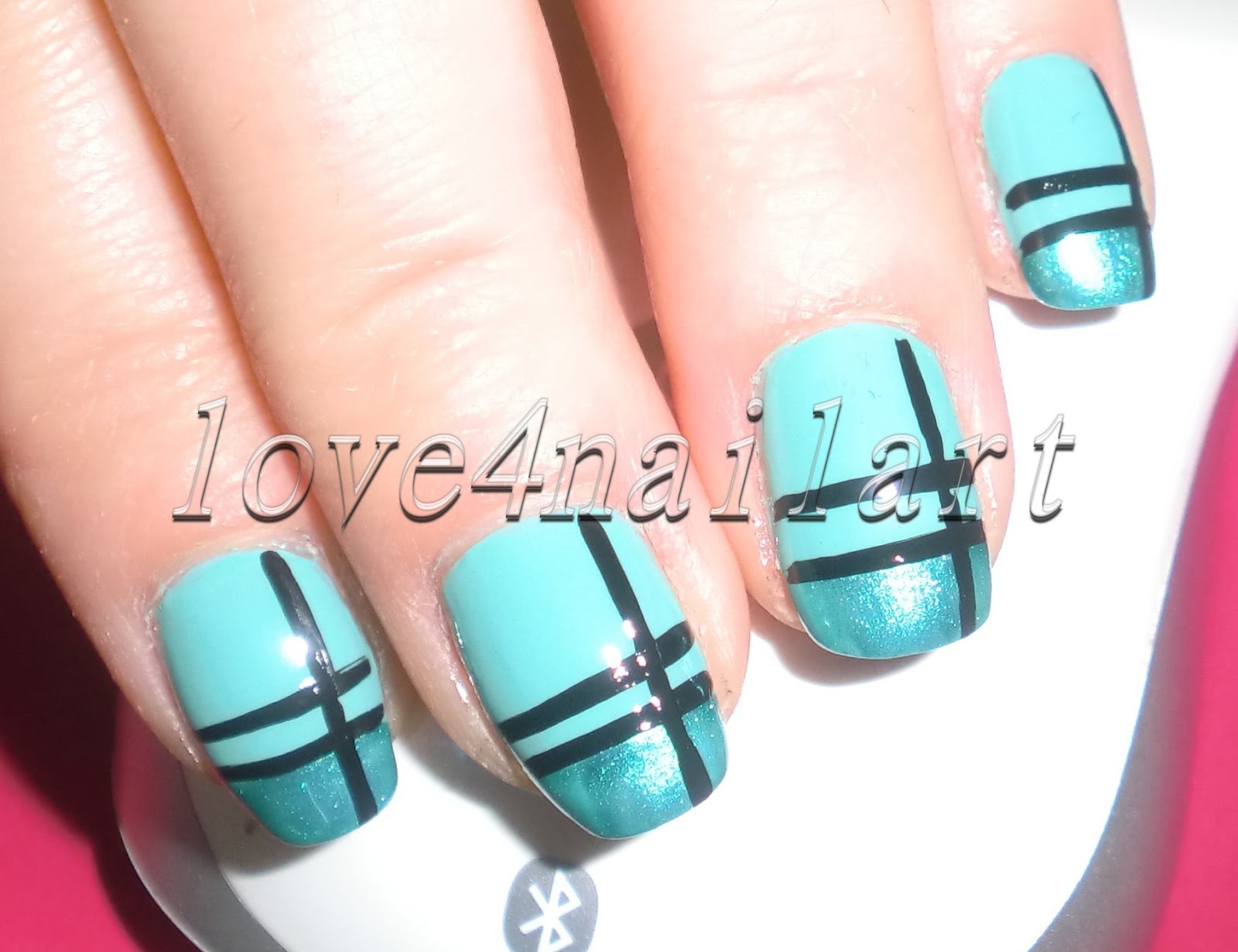 7. Turquoise and Brown Striped Nail Art - wide 6