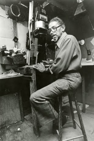 Prentice "P.H." Polk in his studio at his 4x5 enlarger