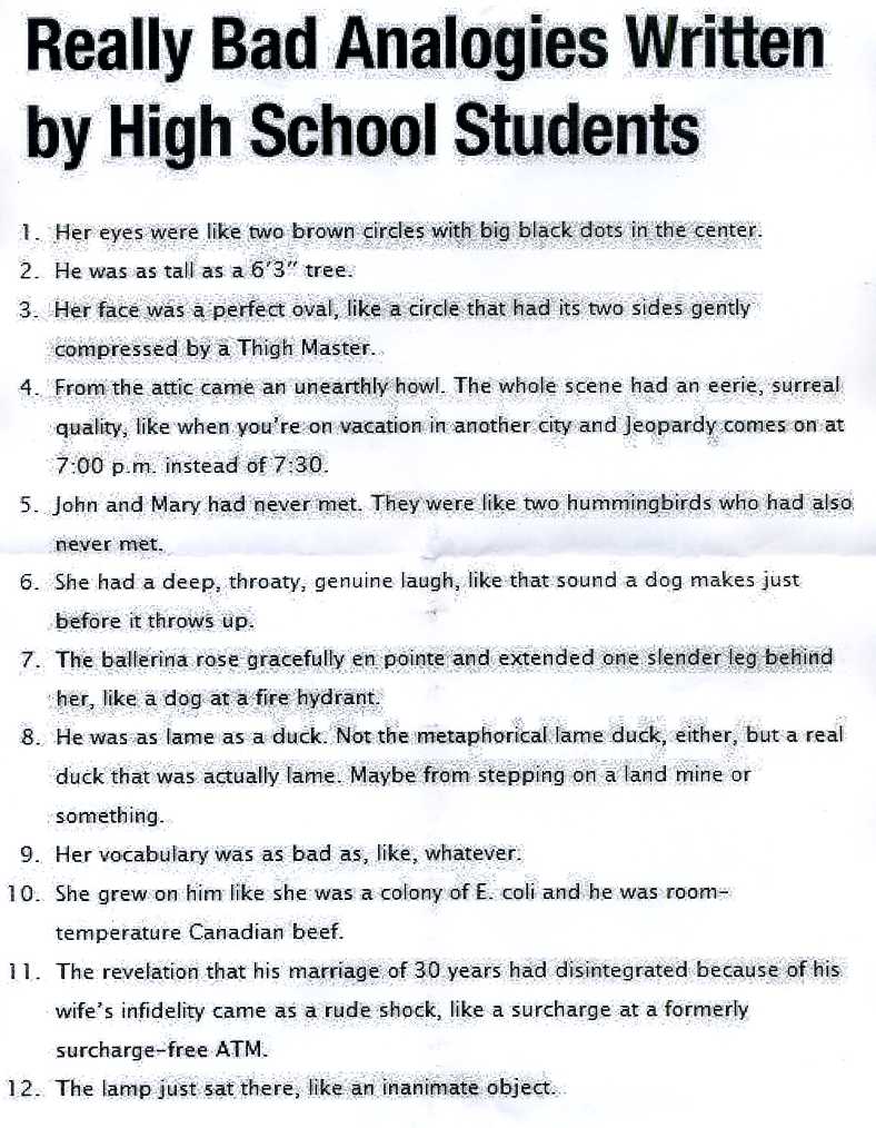 Worst analogies contest picture