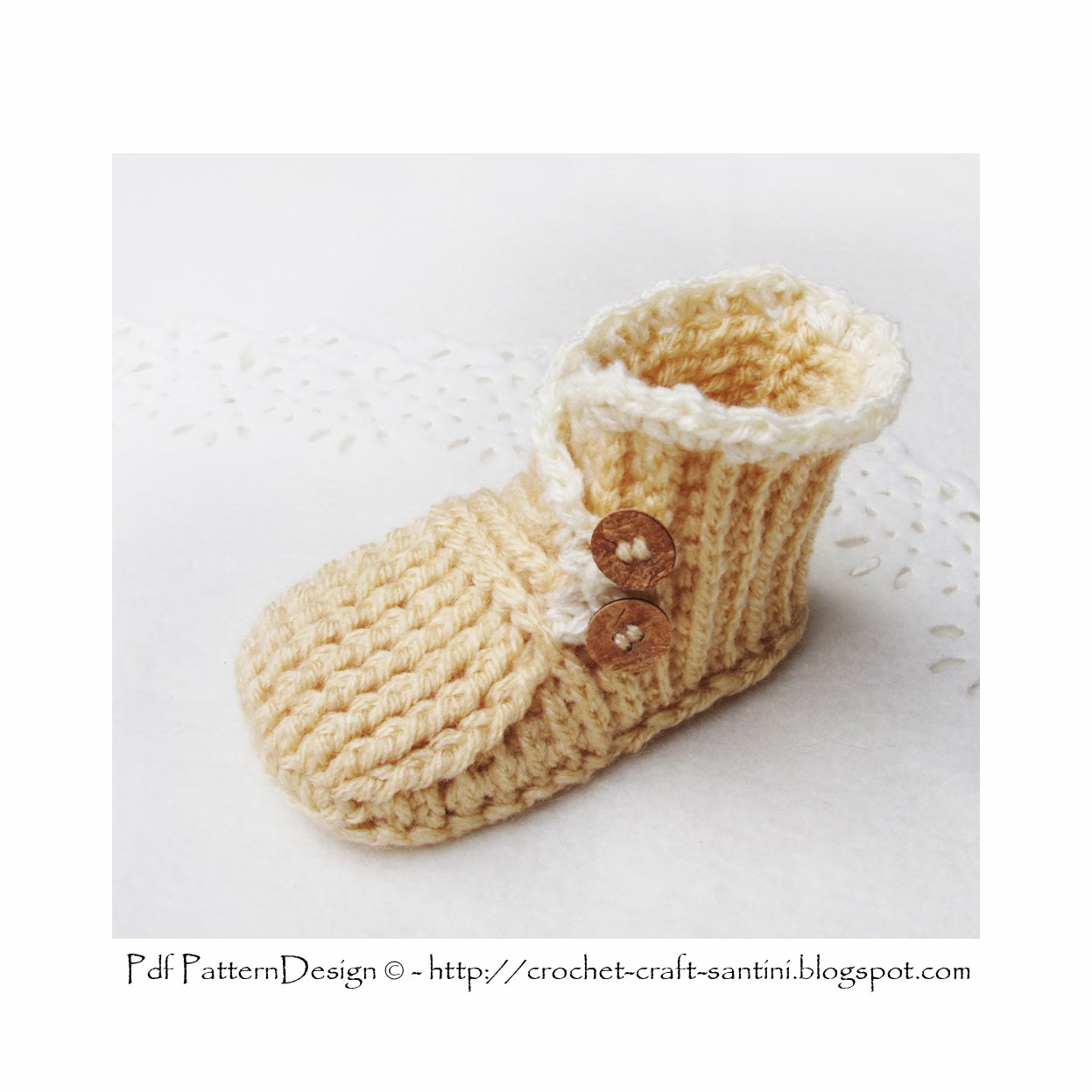 WRAP AND BUTTON BABY BOOTIES CROCHET PATTERN!