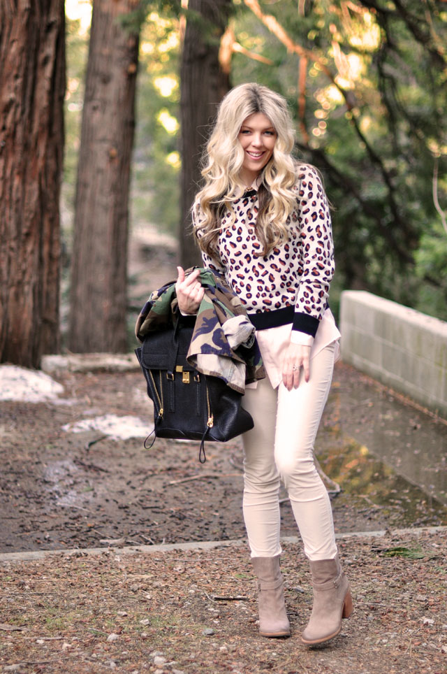 neutral outfit, cheetah and camo prints