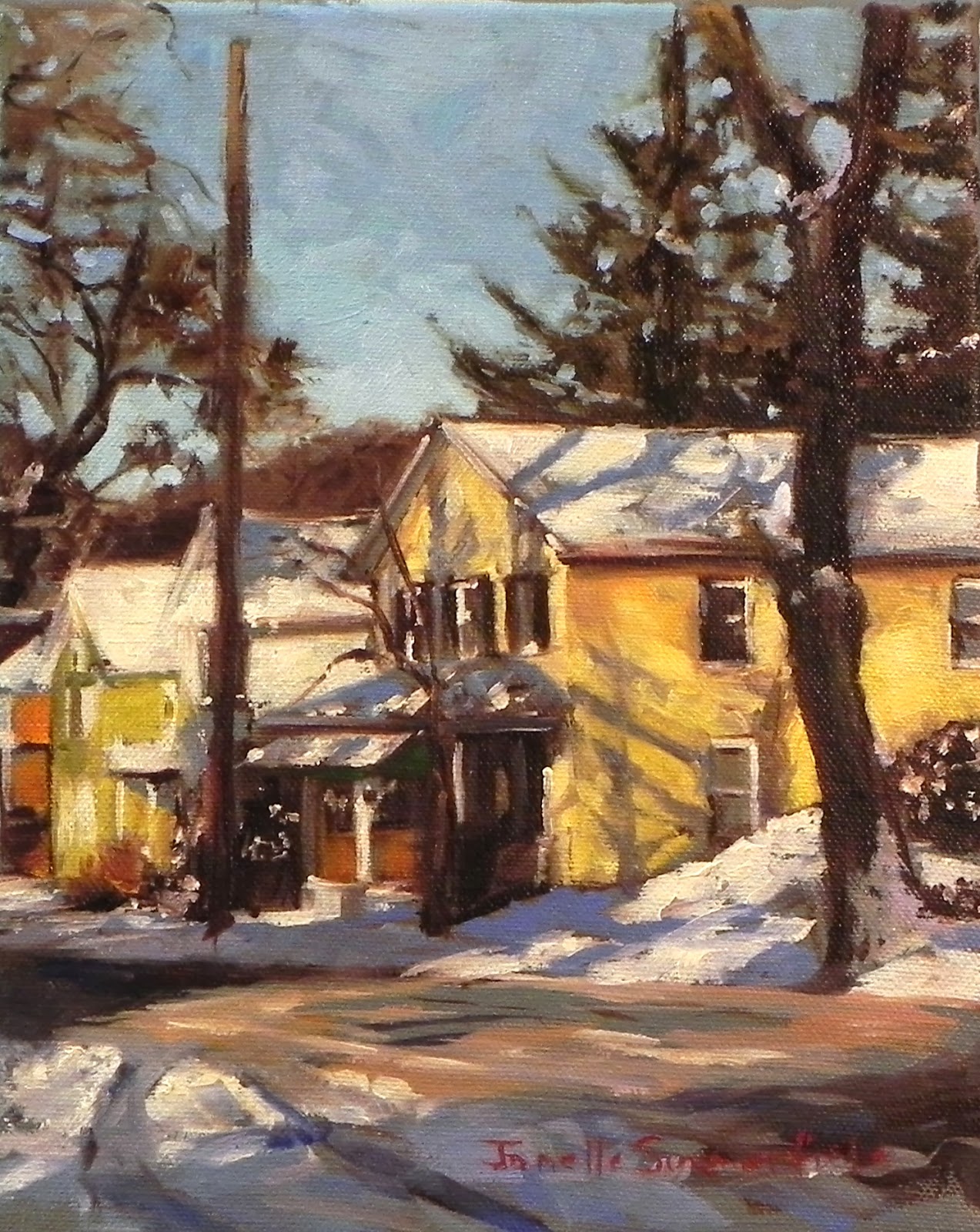 Jonelle Summerfield Oil Paintings Yellow House in the Snow