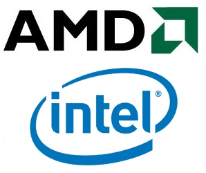 intel and amd logos