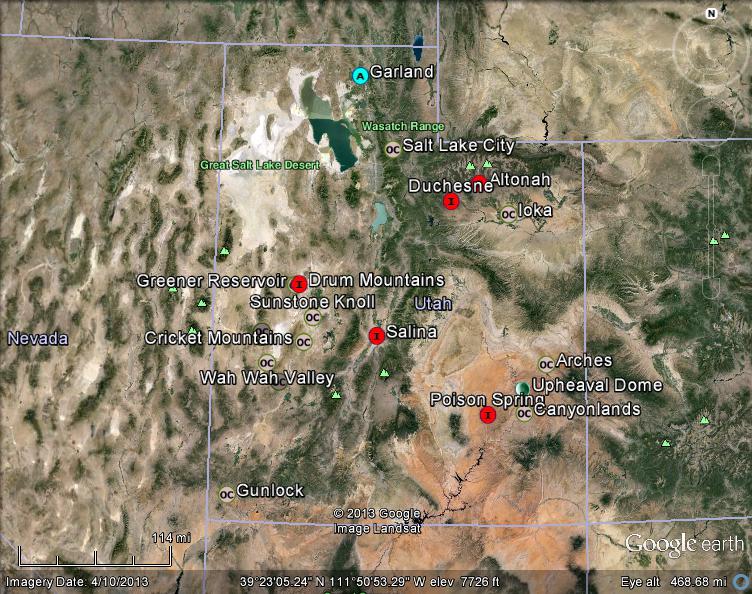 Meteorite Maps and Impact Craters Worldwide Utah Meteorites Map