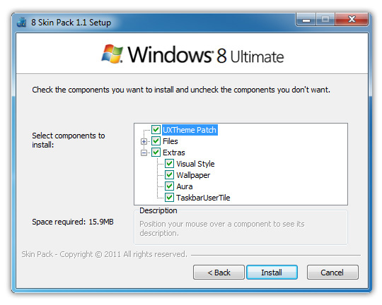 install windows 8 skin pack