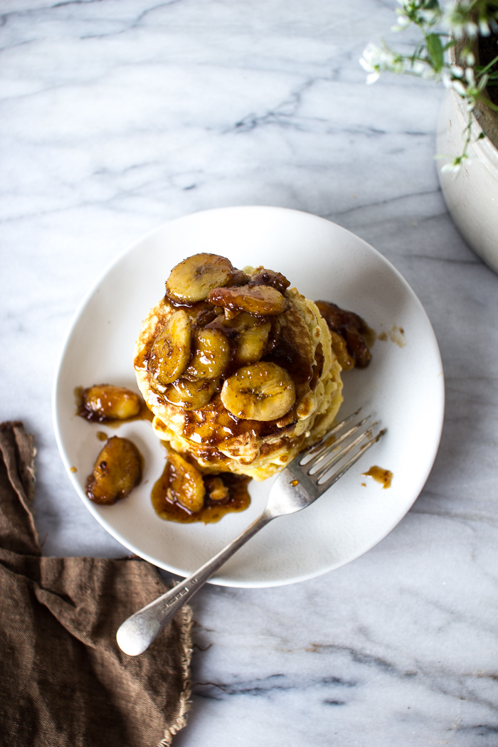 Flourishing Foodie Walnut and Bananas Foster Pancakes