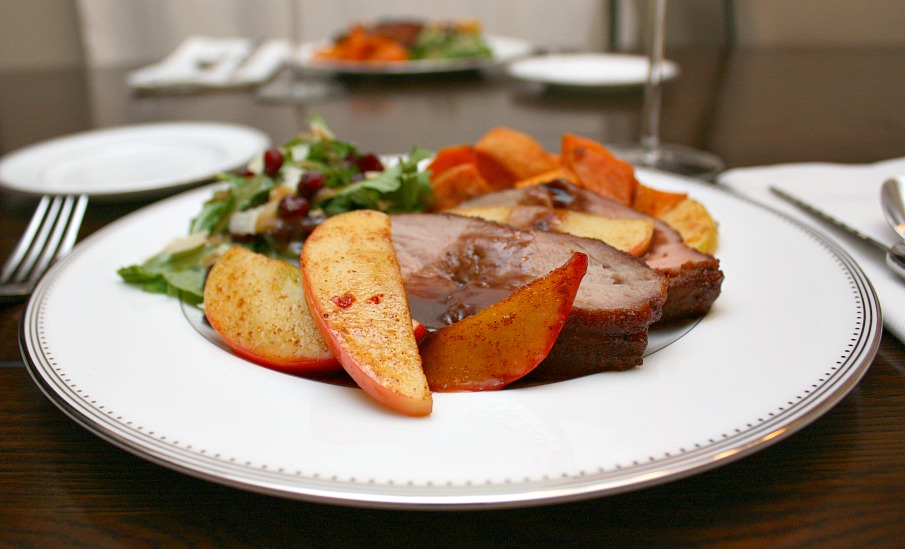 APPLE A DAY Roast Pork with Port Jus and ChipotleGlazed Apples