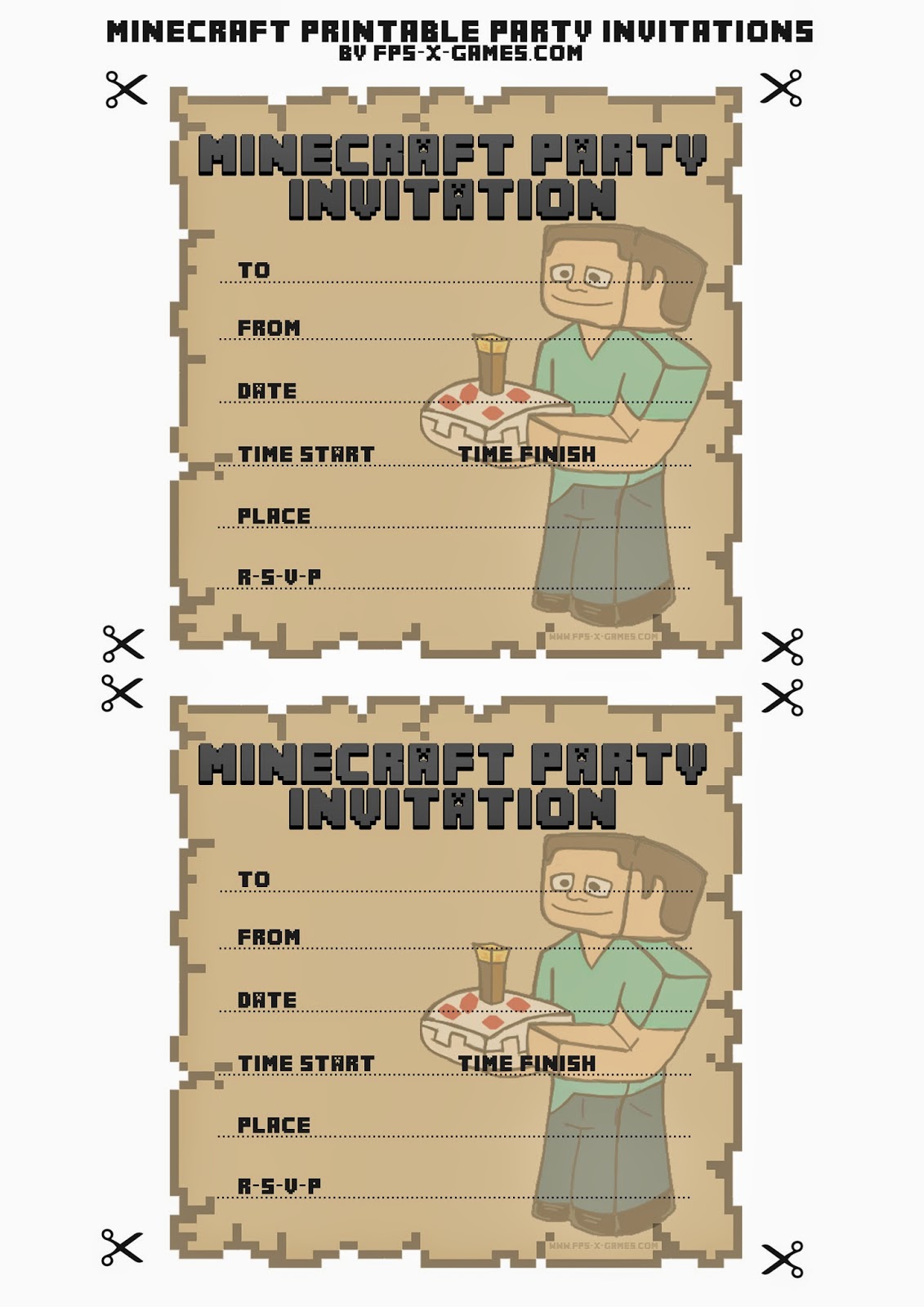 Free Minecraft Birthday Invitations - Personalize For ... Printable minecraft party invitation template