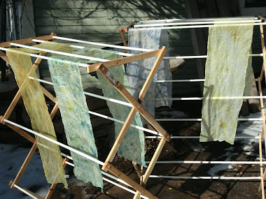 Silk scarves, "green dye" method