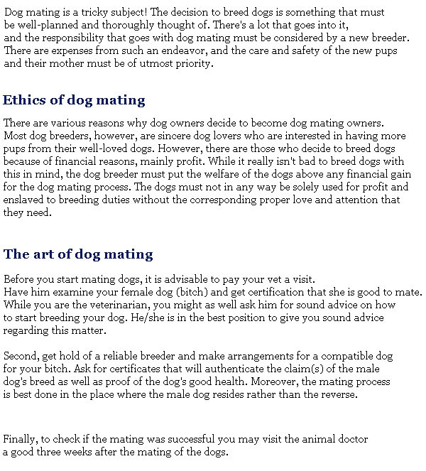 Mating Dogs Successful Mating of Your Dog Types dogs
