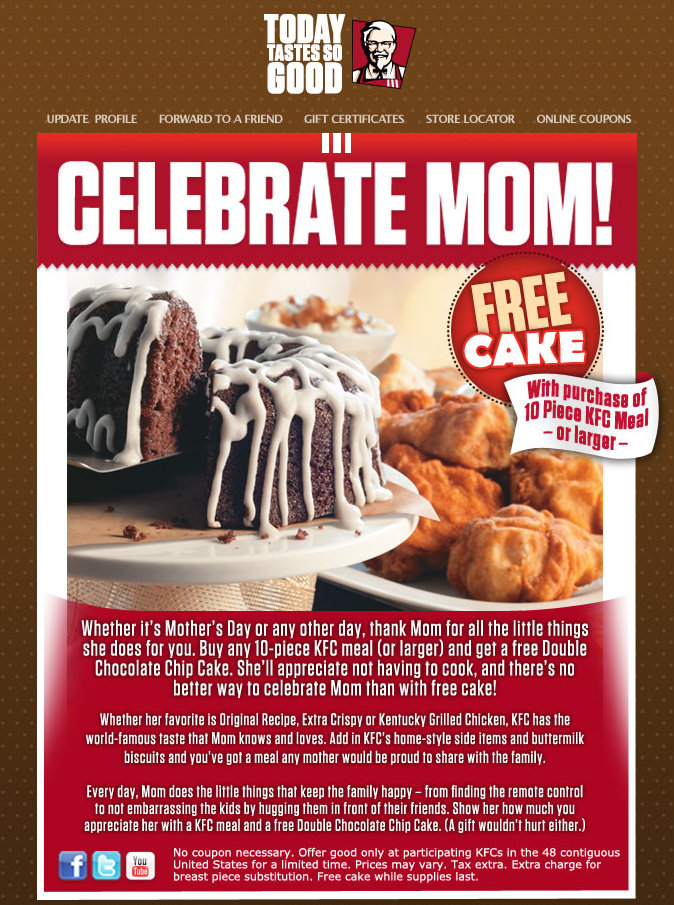 Barbara's Beat Get free cake with 10piece KFC meal