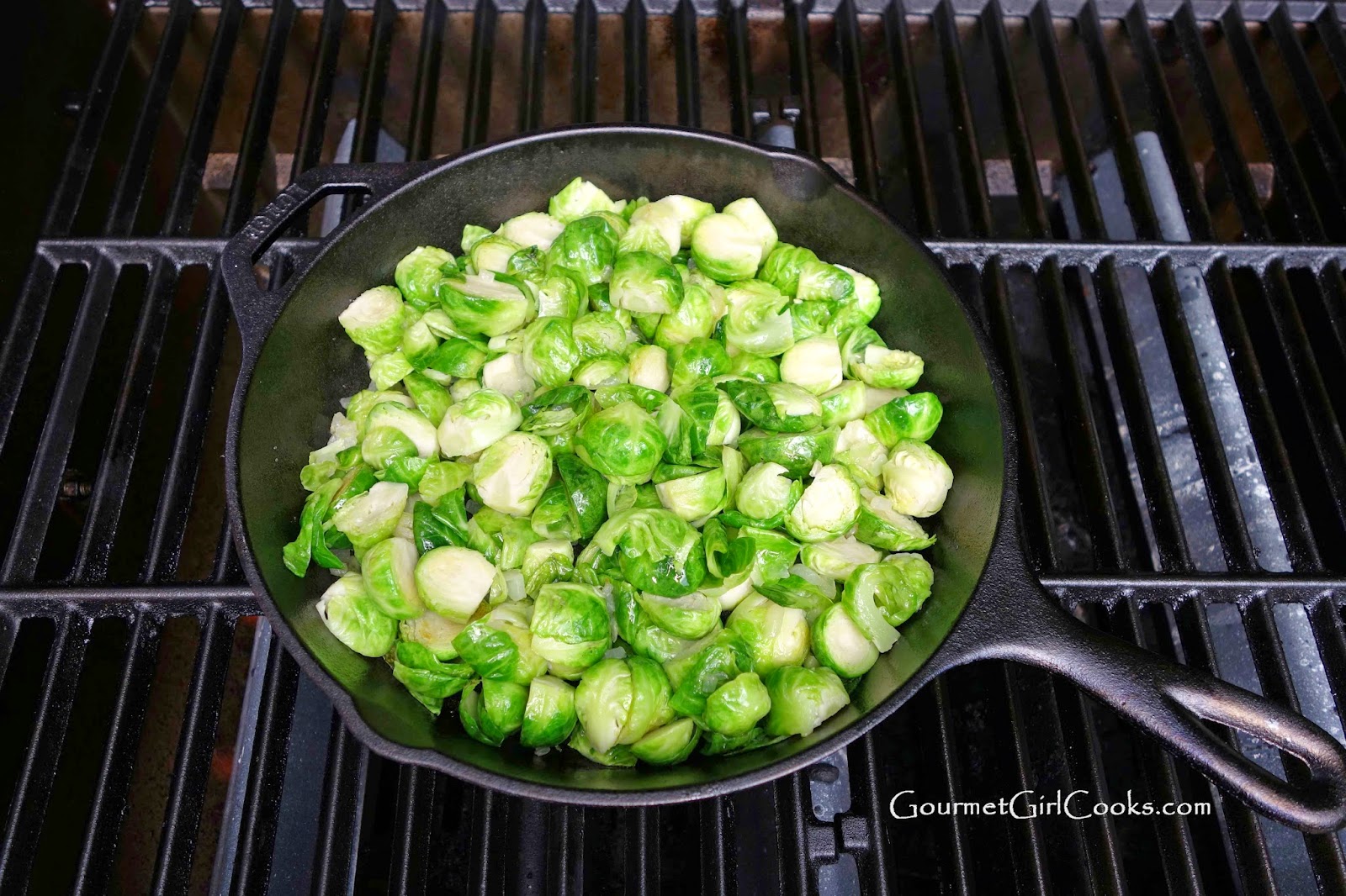 Gourmet Girl Cooks Roasted Macadamia Brussels Sprouts Cooked on the