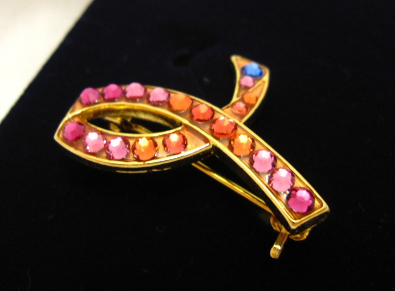 Gold and Pink Ribbon Brooch for Women: Get Yours Today! – Jewelry