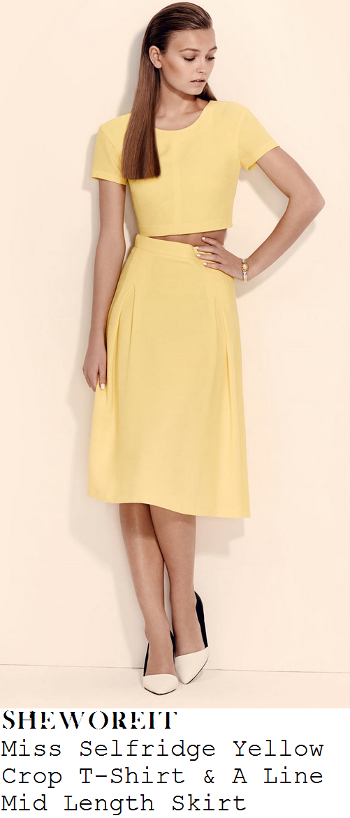 sam-faiers-bright-yellow-short-sleeve-crop-top-and-high-waisted-pleated-midi-skirt-co-ords sam-faiers-bright-yellow-short-sleeve-crop-top-and-high-waisted-pleated-midi-skirt-co-ords