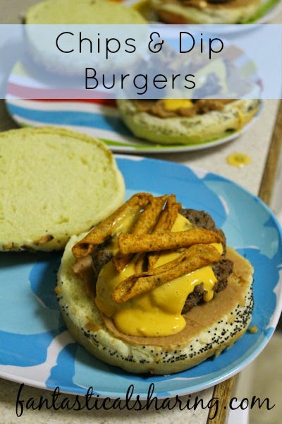 Chips & Dip Burger | Why choose between bean dip, salsa con queso, and chips when you can have all three on a burger?! #recipe